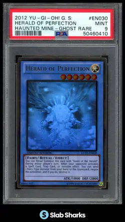 2012 YU-GI-OH! G.S: #GLD5-EN030 HERALD PERFECTION HAUNTED MINE GHOST RARE PSA 9 - Image 1