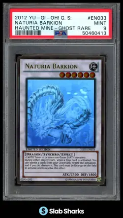 2012 YU-GI-OH! G.S: #GLD5-EN033 NATURIA BARKION HAUNTED MINE GHOST RARE PSA 9 - Image 1