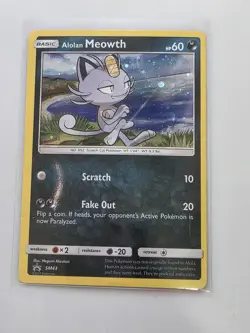 Alolan Meowth SM43 - Cosmos Holo Rare Black Star Promo - Pokemon Card LP - Image 1
