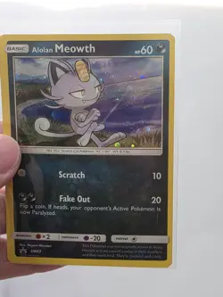 Alolan Meowth SM43 - Cosmos Holo Rare Black Star Promo - Pokemon Card LP - Image 2