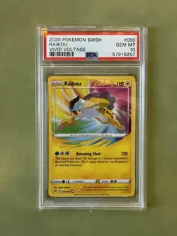 Raikou PSA 10 Vivid Voltage 050/185 Pokemon Card Gem Mint - Image 1
