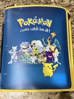 1999 Pokemon TCG Vintage Blue Ring Zipper Card Binder Gotta Catch Em All - Image 1