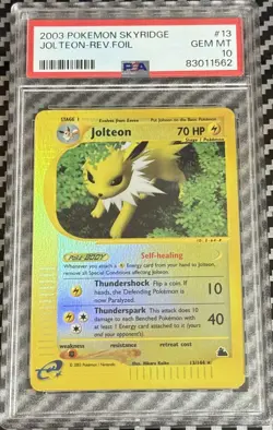2003 Pokemon Skyridge #13 Jolteon Reverse Foil PSA 10 Card GEM MINT Rare Low Pop - Image 1