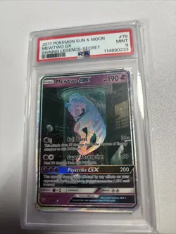 2017 POKEMON SUN & MOON SHINING LEGENDS SECRET #78 MEWTWO GX PSA 9 - Image 1