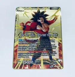 SS4 Son Goku Returned From Hell Dragon Ball Z Metal Gold Etched Trading Card Tc1 - Image 1