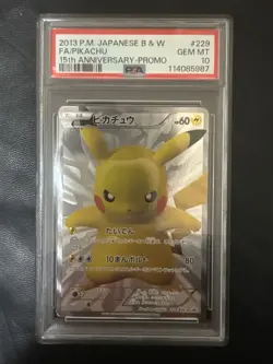 PSA10 Pokemon Full Art Pikachu Promo 15th Anniversary Promo #229/BW-P GEMMT - Image 1