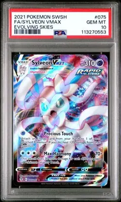 2021 Pokemon SWSH Evolving Skies SYLVEON FULL ART VMAX #075/203 PSA 10 GEM MT! - Image 1
