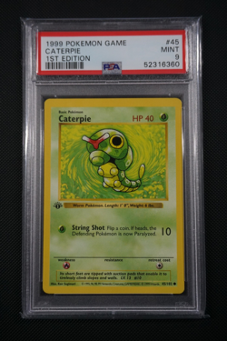 Pokemon Base Set 1st Edition Shadowless Caterpie #45 - PSA 9 - Image 1