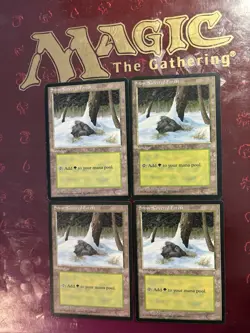 1995 MTG Magic the Gathering ~ Ice Age ~ Snow-Covered Forest x4 ~ L/P - Image 1