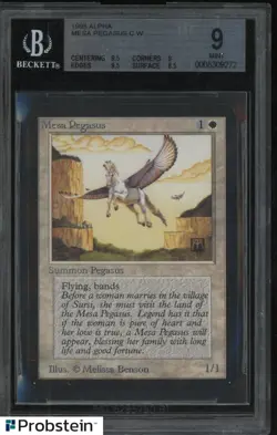 1993 Magic The Gathering MTG Alpha Mesa Pegasus C W BGS 9 MINT - Image 1