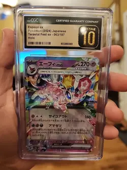 CGC 10 Pristine Espeon ex 063/187 RR Terastal Festival ex sv8a Pokemon Card - Image 1