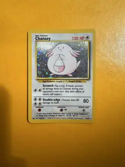 MP /LP Chansey 3/102 Played Base Set 1999 Pokemon Card Holo Rare - Image 1