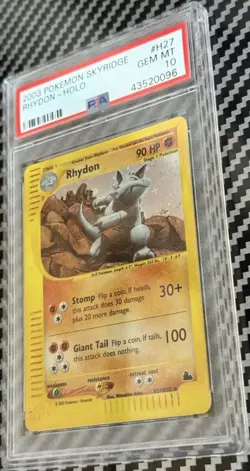 2003 Pokemon Skyridge # H27 Rhydon Holo PSA 10 Card! GEM MINT! Trusted Seller! - Image 3