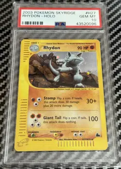 2003 Pokemon Skyridge # H27 Rhydon Holo PSA 10 Card! GEM MINT! Trusted Seller! - Image 4