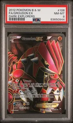 PSA 8 - POKEMON BLACK & WHITE DARK EXPLORERS GROUDON EX #106 FULL ART - Image 1
