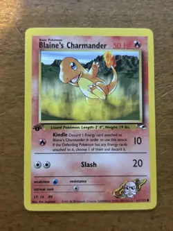 Blaine’s Charmander 61/132 Gym Heroes 1st Edition Pokemon NM - Image 1