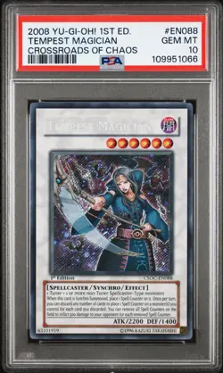 Yugioh PSA 10 2008 Tempest Magician CSOC-EN088 Secret Rare 1st Edition POP6 *066 - Image 1