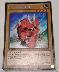 Yugioh Card TCG LCJW-EN143 Sabersaurus Secret Rare 1st Edition Played Holo - Image 1