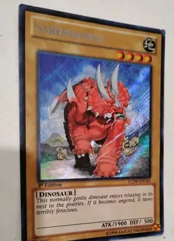 Yugioh Card TCG LCJW-EN143 Sabersaurus Secret Rare 1st Edition Played Holo - Image 4