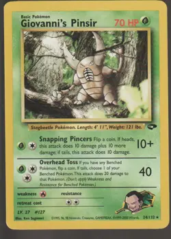 Pokemon Card - Giovanni's Pinsir Gym Challenge 24/132 Rare LP Vintage WOTC - Image 1