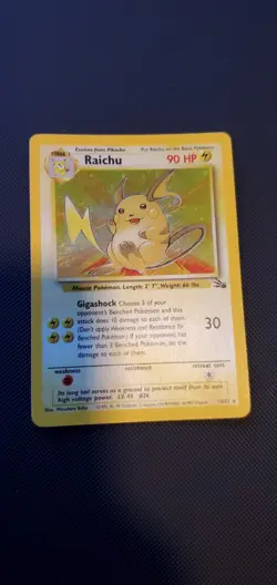 Raichu 14/62 Holo Rare Original Fossil Set 1999 WOTC Pokemon Card 14/62 - Image 1