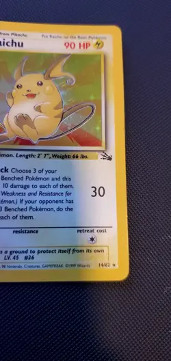 Raichu 14/62 Holo Rare Original Fossil Set 1999 WOTC Pokemon Card 14/62 - Image 4