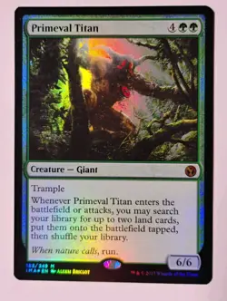 Foil Primeval Titan MTG, Iconic Masters, Mythic Rare, LP - Image 1