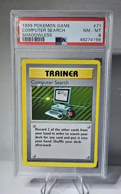 Pokemon Base Set Unlimited Shadowless Computer Search SHADOWLESS PSA 8 (9054) #7 - Image 1