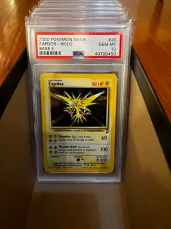 PSA 10 GEM MINT Pokemon Zapdos 20/130 Holo Base Set 2 - Image 1