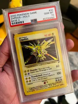 PSA 10 GEM MINT Pokemon Zapdos 20/130 Holo Base Set 2 - Image 4