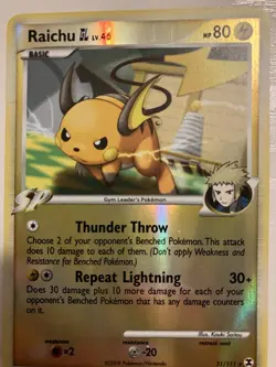 Raichu GL Lv. 46 31/111 Rising Rivals Reverse Holo Pokemon Trading Card 2009 LP - Image 2