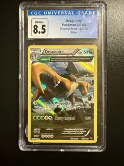CGC 8.5 NM MINT + Dragonite 52/108 Full Art Holo Rare Roaring Skies 2015 Pokemon - Image 1