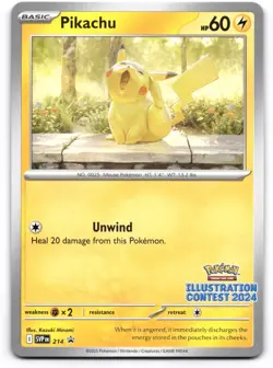 Pikachu NM SVP214 Illustration Contest 2024 Scarlet & Violet Promo Pokemon TCG - Image 1