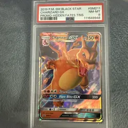 2019 POKEMON SM BLACK STAR PROMO HIDDEN FATES TINS #SM211 CHARIZARD GX PSA 8! - Image 1