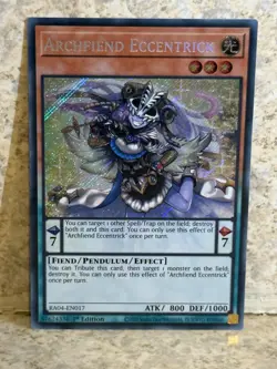 YUGIOH! Archfiend Eccentrick Secret Rare RA04 EN017 Stampede 1st Edition - Image 1