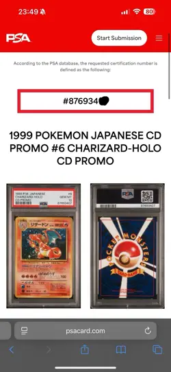 BIG SWIRL NEW CERT: 876xxxxx PSA 10 Pokemon Charizard Holo #6 1999 CD Promo JPN - Image 4
