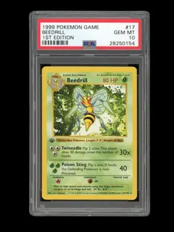 POKEMON PSA 10 GEM MINT BEEDRILL 1ST EDITION BASE SET SHADOWLESS RARE CARD #17 - Image 1