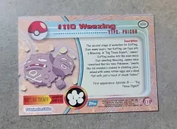 Pokemon Topps Weezing Card #110 TV Animation Series Blue Logo DMG - Image 2