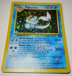 Vaporeon 12/64 Jungle Set Holo Rare Pokemon TCG Card 1999 HP Vintage 1999 - Image 2