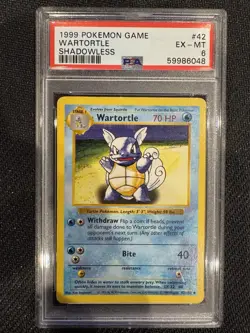 1999 POKEMON BASE SET SHADOWLESS #42 WARTORTLE PSA 6 - Image 1