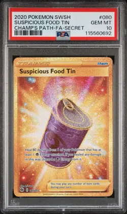 2020 Pokemon Sword & Shield Champion's Path Suspicious Food Tin 080/073 PSA 10 - Image 1