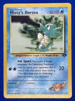 Pokemon Card - MISTY'S HORSEA - 87/132 - Gym Challenge - Common !!! - Image 1
