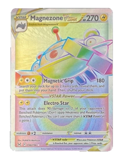 Magnezone Vstar - 198/196 - Rainbow Secret Rare - SWSH Lost Origin Pokemon Card - Image 1