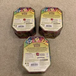 Pokemon Trading Card Game Set of 3 Empty Tin Boxes Flareon Jolteon Vaporeon - Image 2