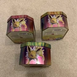 Pokemon Trading Card Game Set of 3 Empty Tin Boxes Flareon Jolteon Vaporeon - Image 5