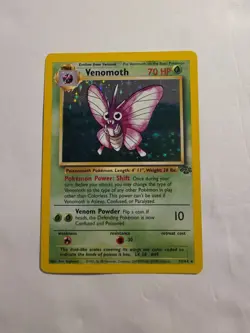 Pokemon TCG Venomoth Holo Unlimited Rare Card 13/64 Jungle Base Set + Stage - Image 1