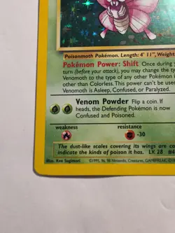 Pokemon TCG Venomoth Holo Unlimited Rare Card 13/64 Jungle Base Set + Stage - Image 2