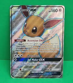 Pokemon tcg Premium Tag Team Box Full Art Eevee GX SM242 Silver Nice Card - Image 1