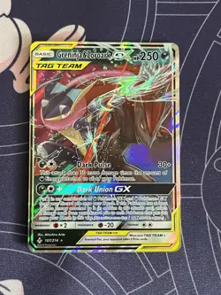 Pokemon Greninja & Zoroark GX Holo Card 107/214 Sm-Unbroken Bonds Tag Team - Image 1