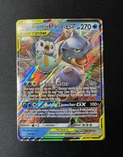 2019 Pokemon Sun & Moon Blastoise Piplup GX Cosmic Eclipse 38/236 NM - Image 1